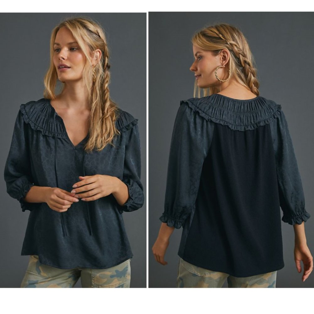 Anthropologie Southwark Shirred Top